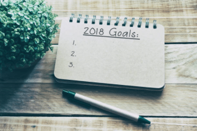 2018 New Year resolution on notebook